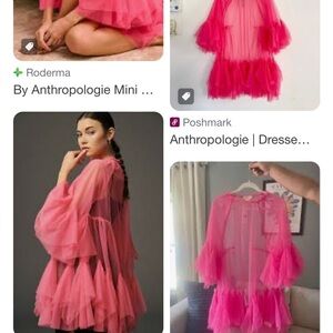 Anthropologie Maeve sheer to mash party dress, hot pink oversized L/XL